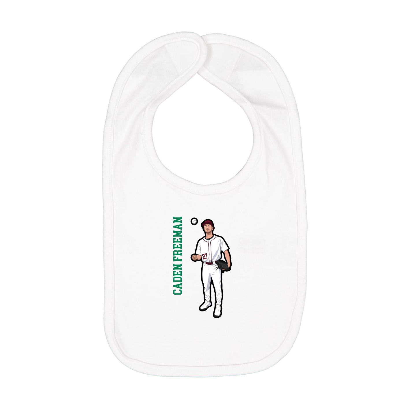 Infant Bib — Name Vertical in White