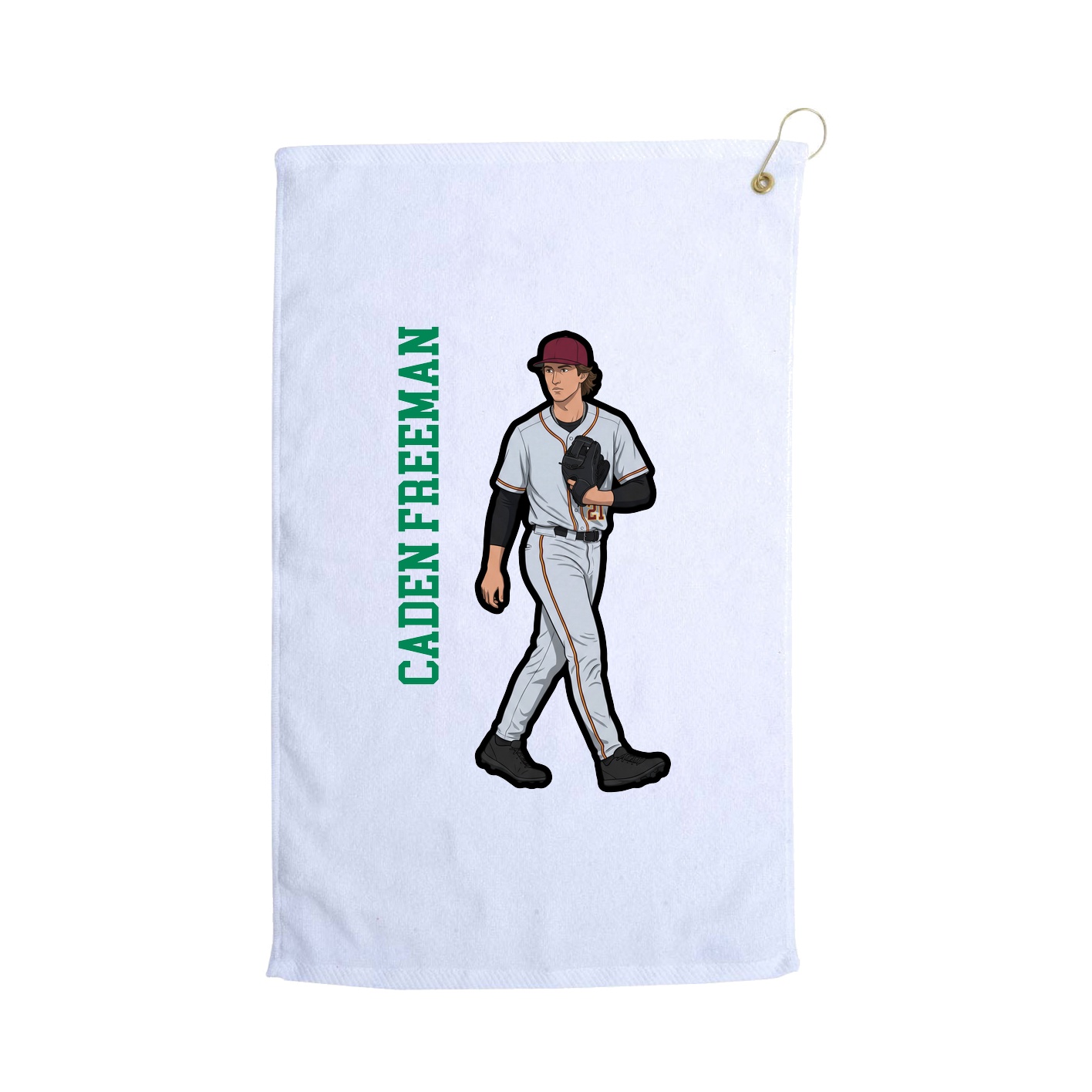 Golf Towel — Name Vertical in White
