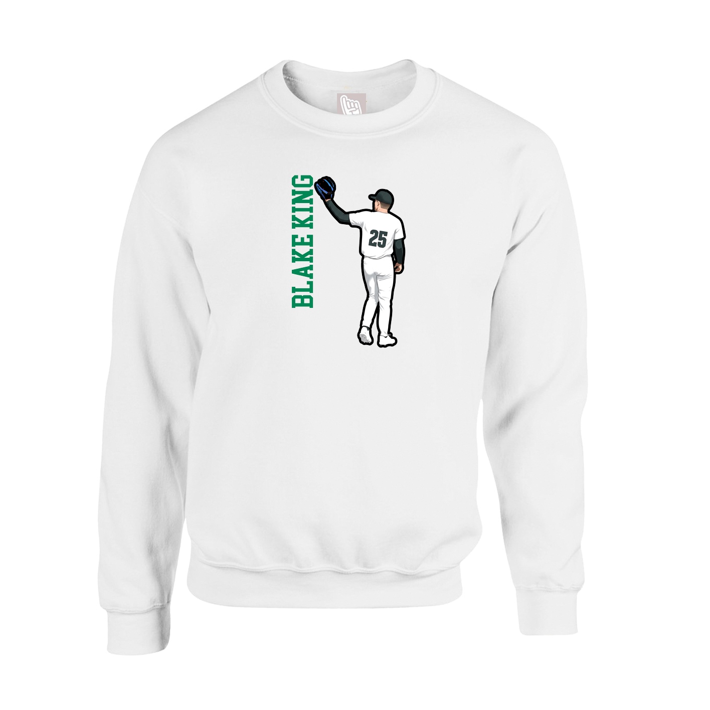 Fleece Crew — Name Vertical in White
