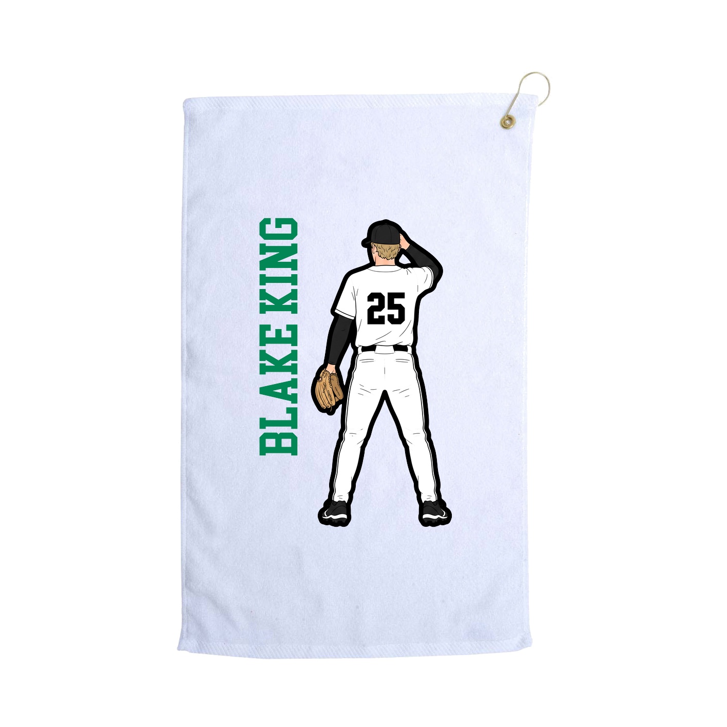 Golf Towel — Name Vertical in White