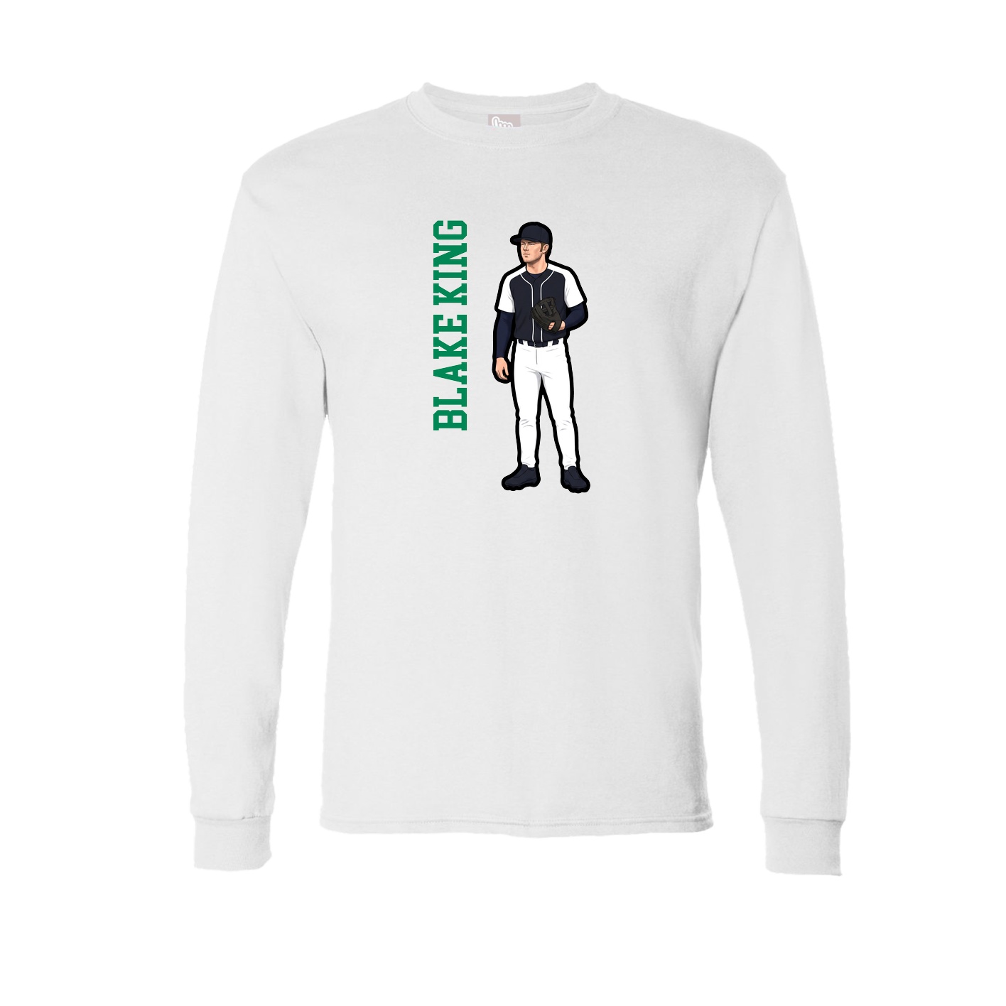 Long Sleeve Tee — Name Vertical in White
