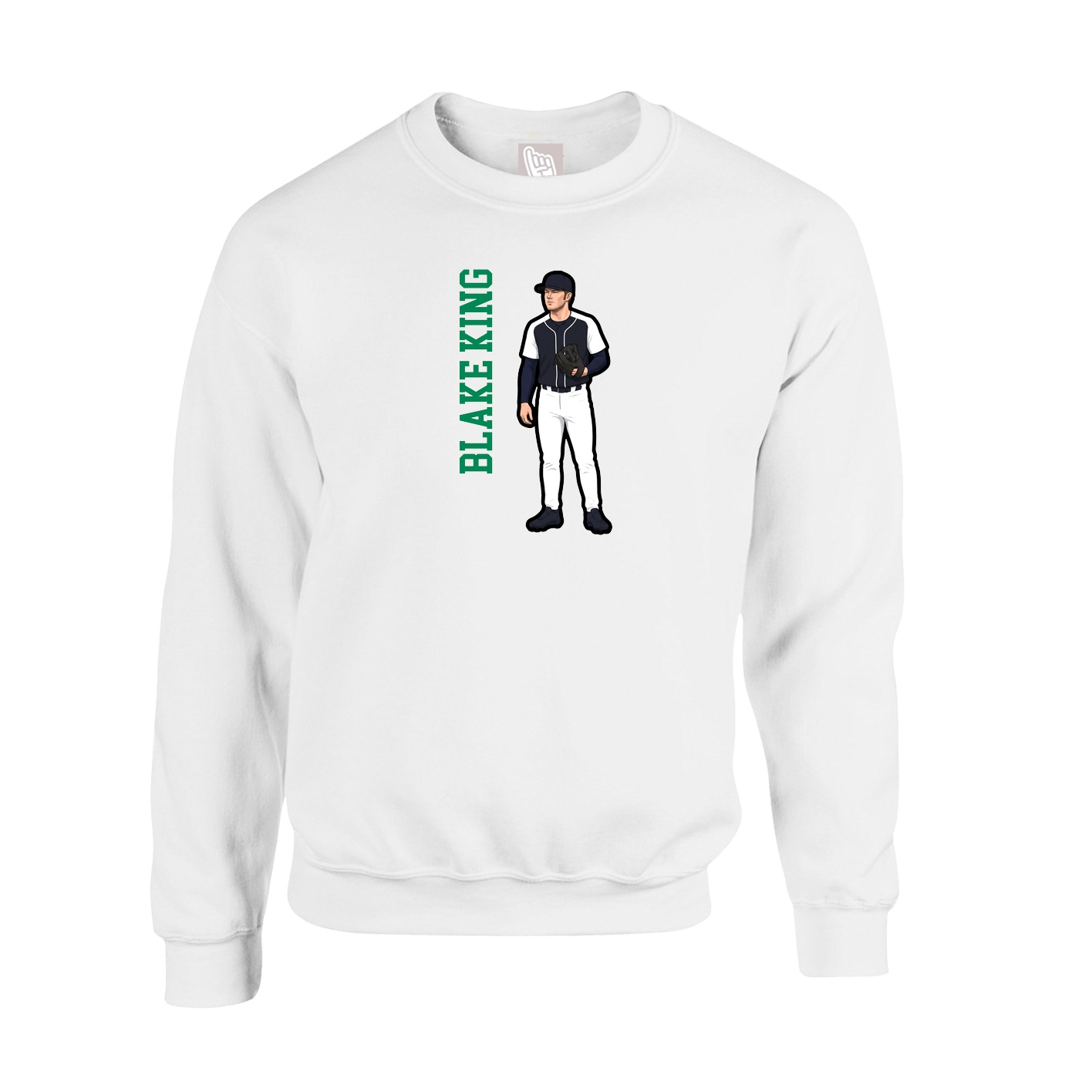 Fleece Crew — Name Vertical in White