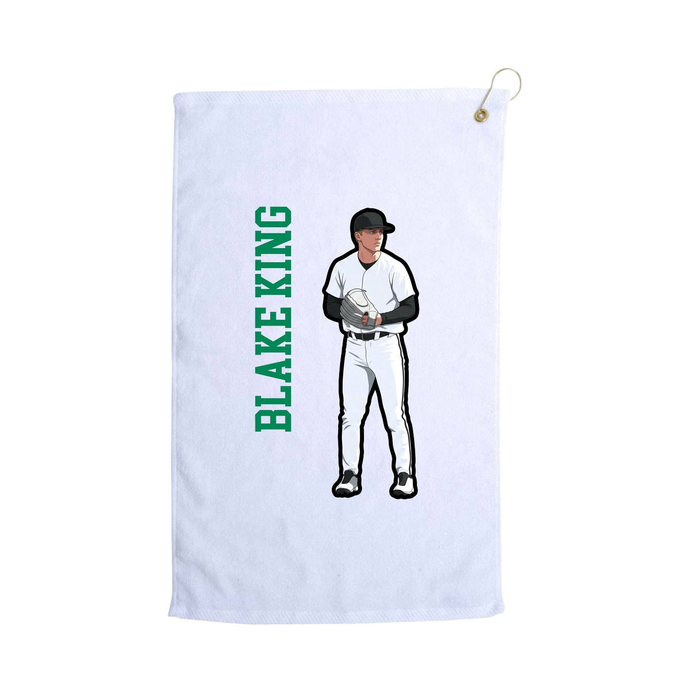 Golf Towel — Name Vertical in White