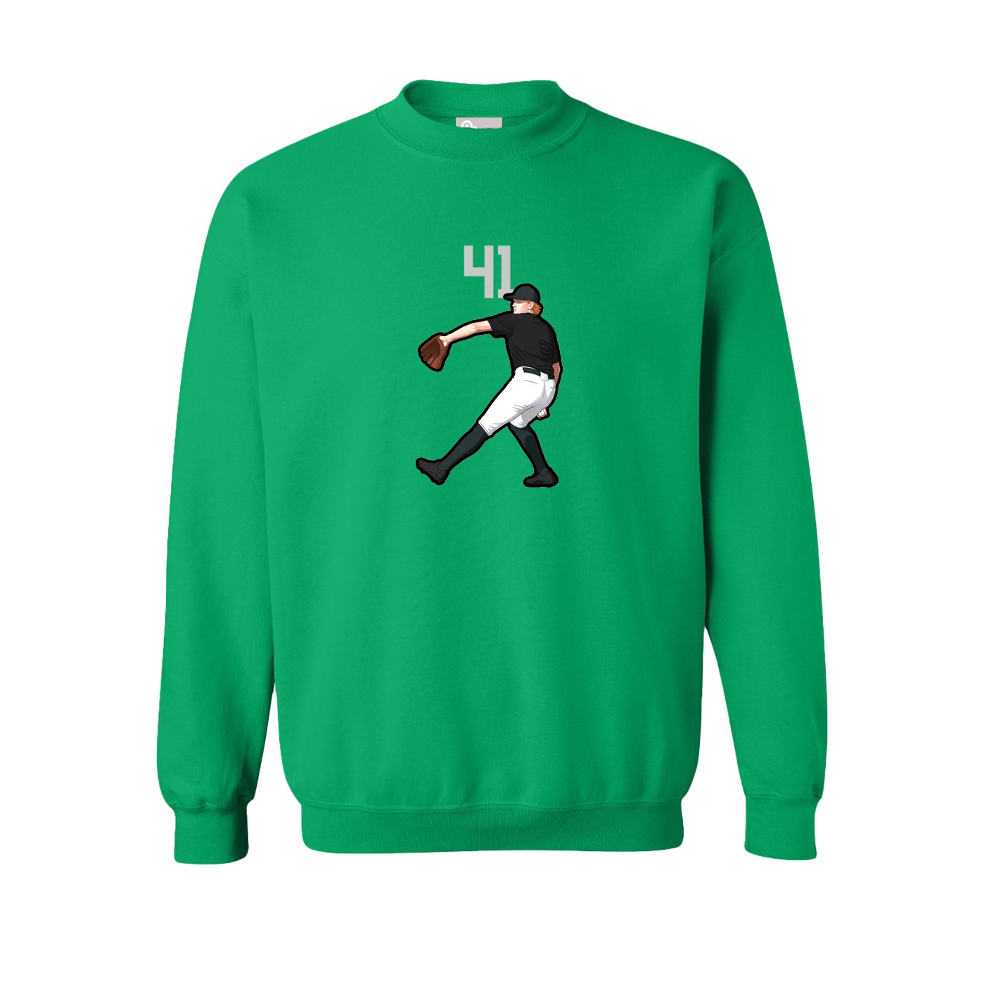 Fleece Crew — Number Top in Green