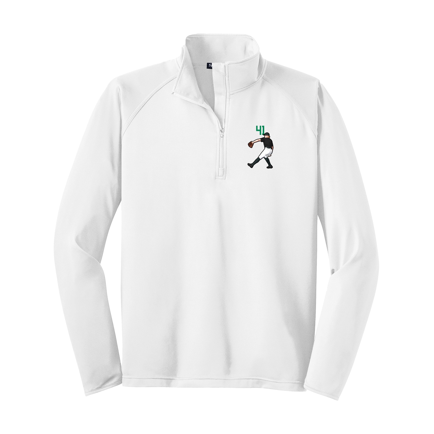 Q-Zip Pullover — Number Top in White