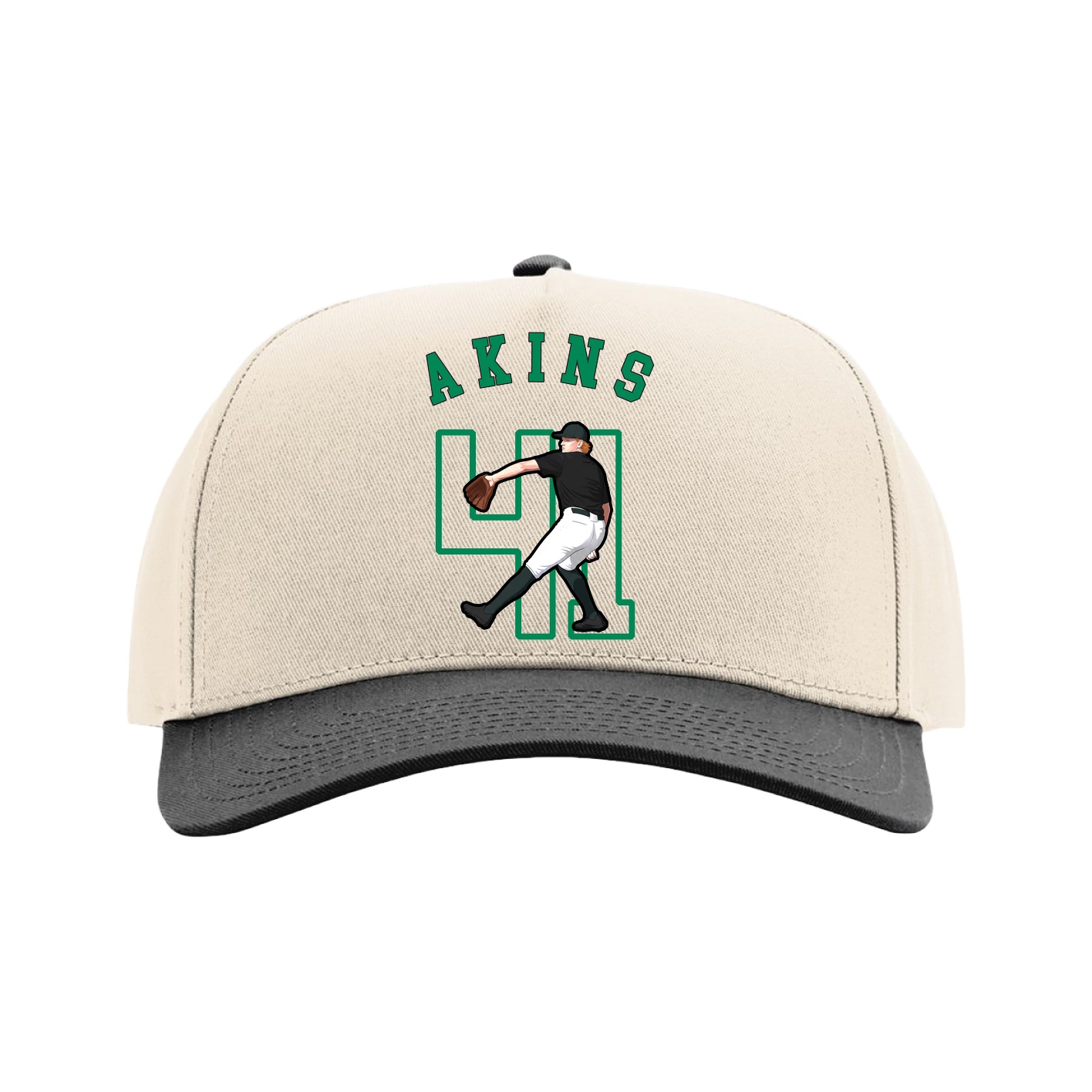 Full Fabric Five-Panel Champ Cap — Shirsey Arch in Cream/Black
