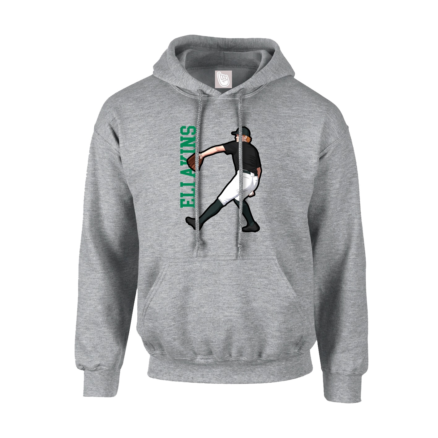 Hoodie — Name Vertical in Grey