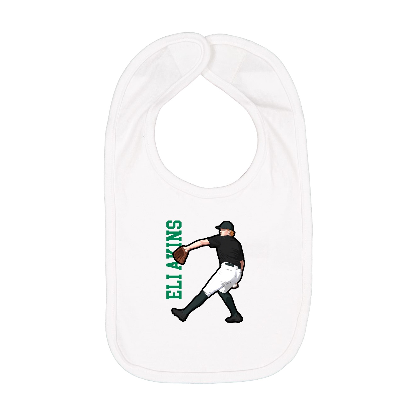 Infant Bib — Name Vertical in White
