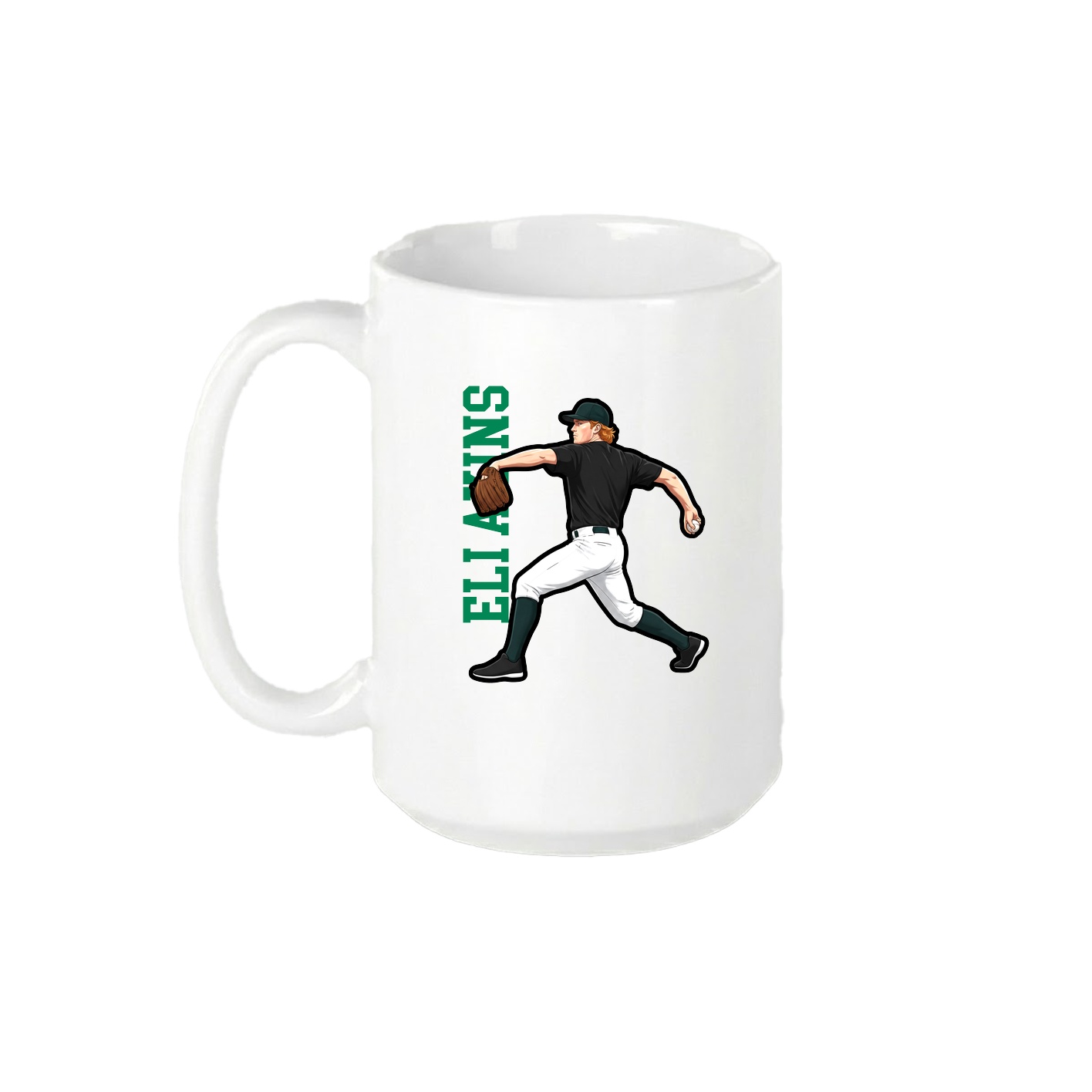 15oz Coffee Mug — Name Vertical in White