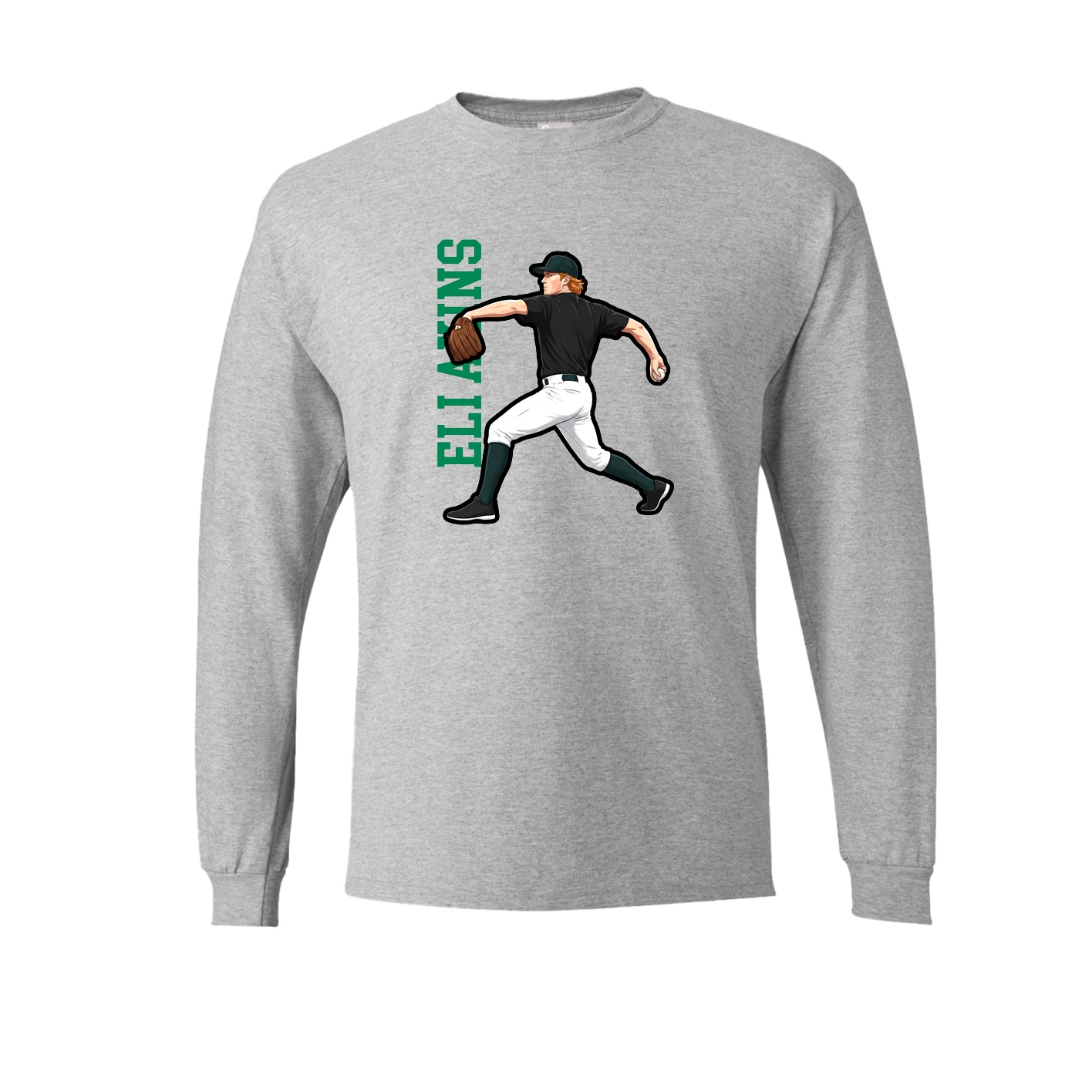 Long Sleeve Tee — Name Vertical in Grey