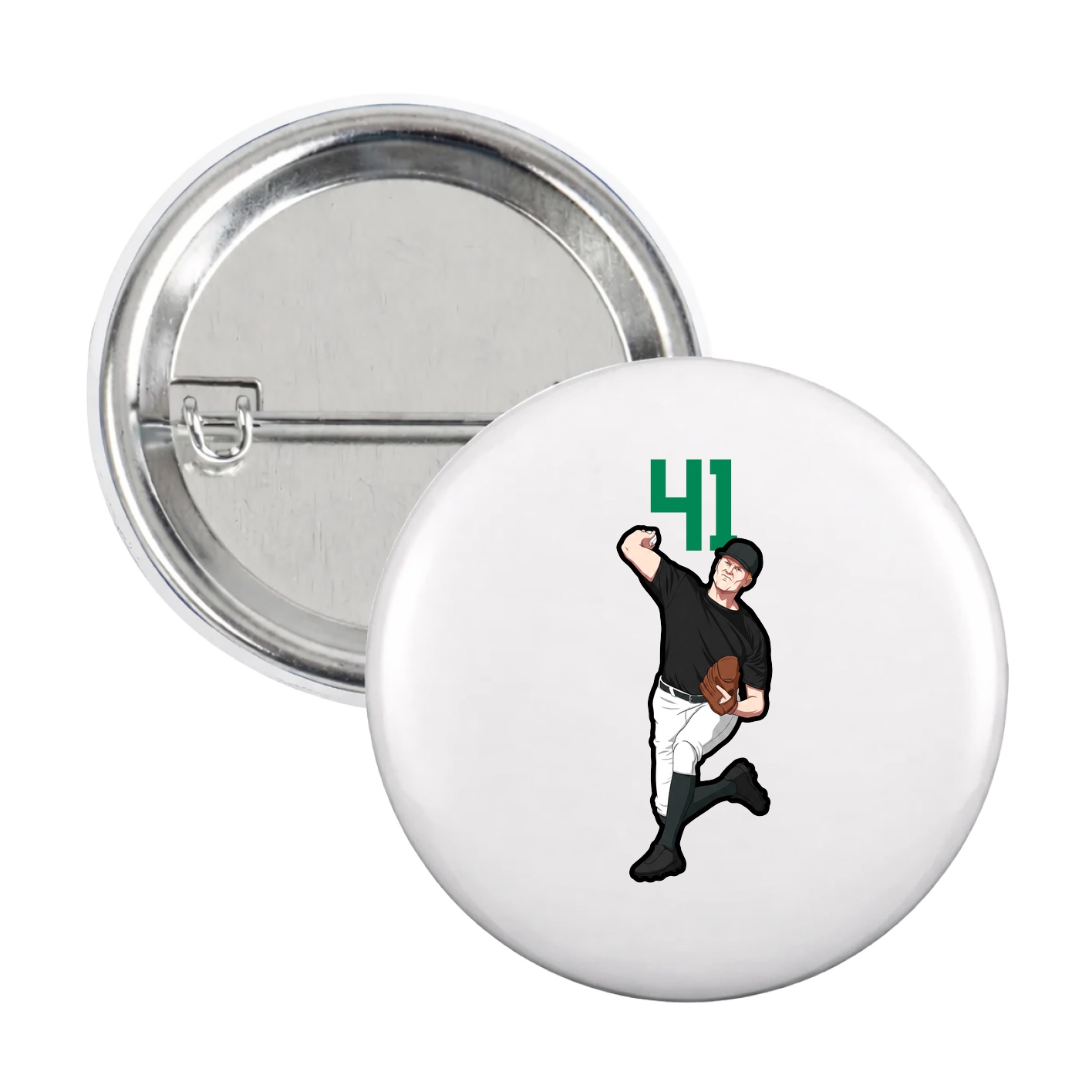 Game Day Button — Number Top in White