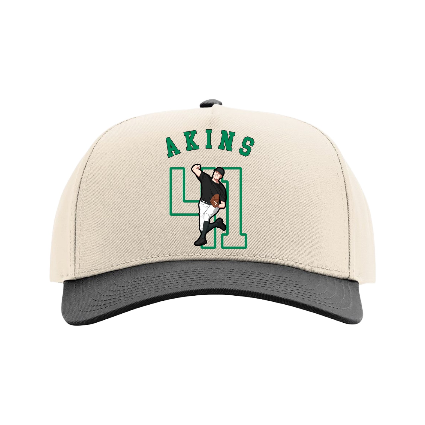 Full Fabric Five-Panel Champ Cap — Shirsey Arch in Cream/Black