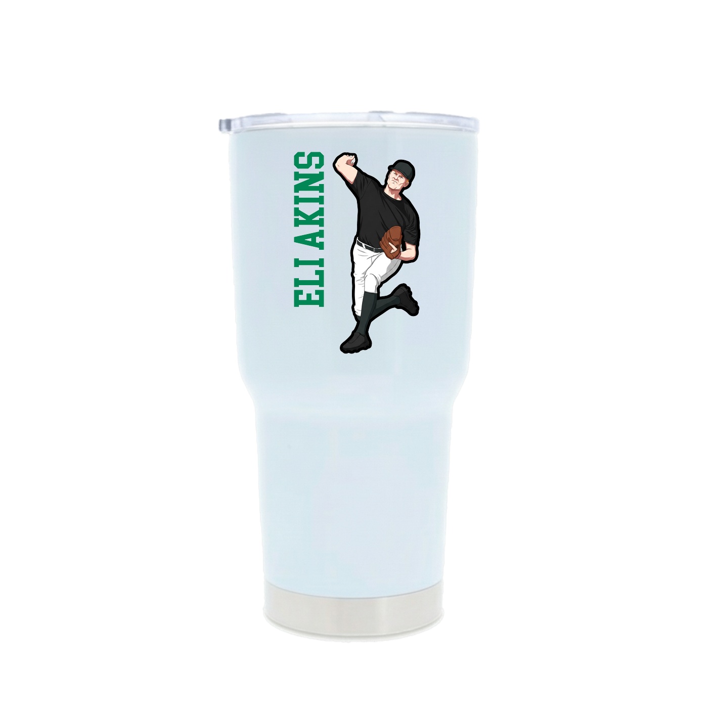 30oz Stainless Steel Tumbler — Name Vertical in White
