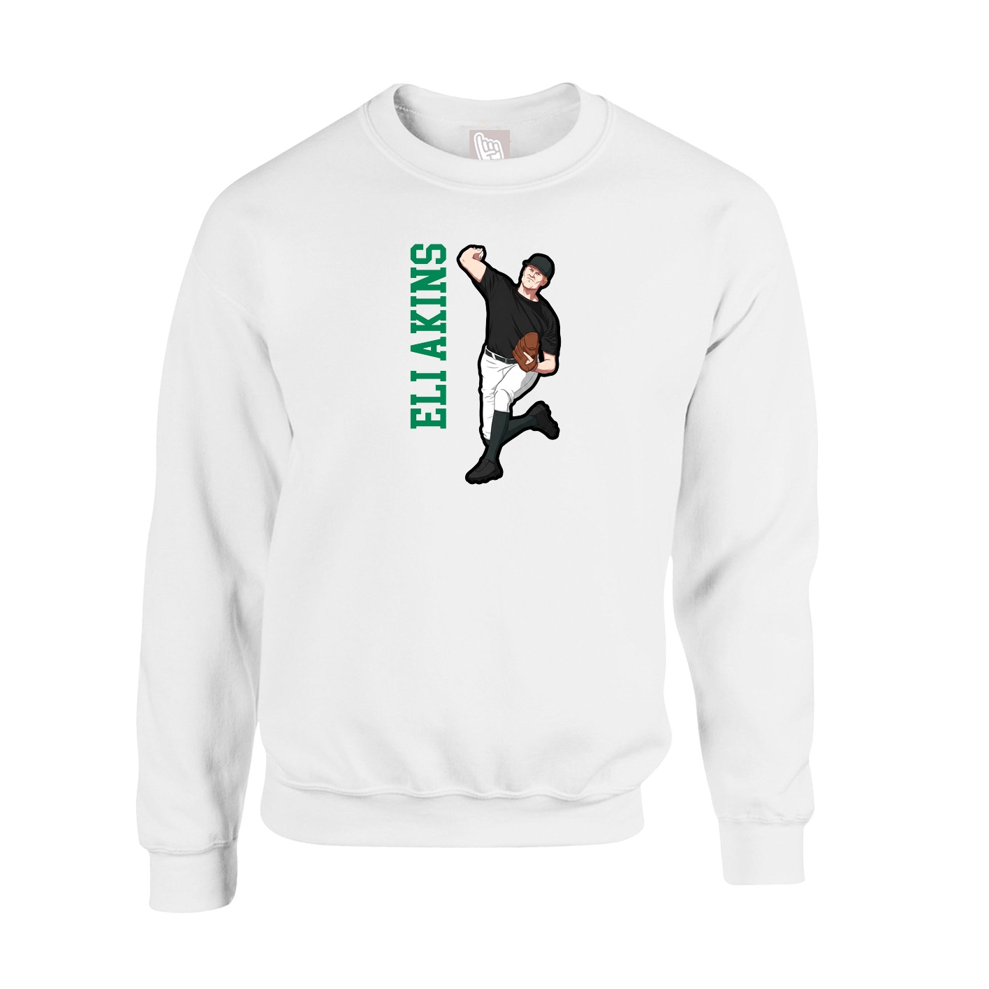 Fleece Crew — Name Vertical in White