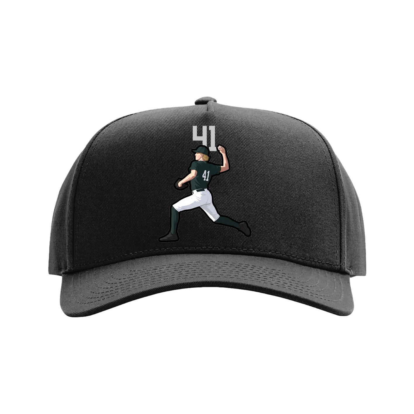 Full Fabric Five-Panel Champ Cap — Number Top in Black