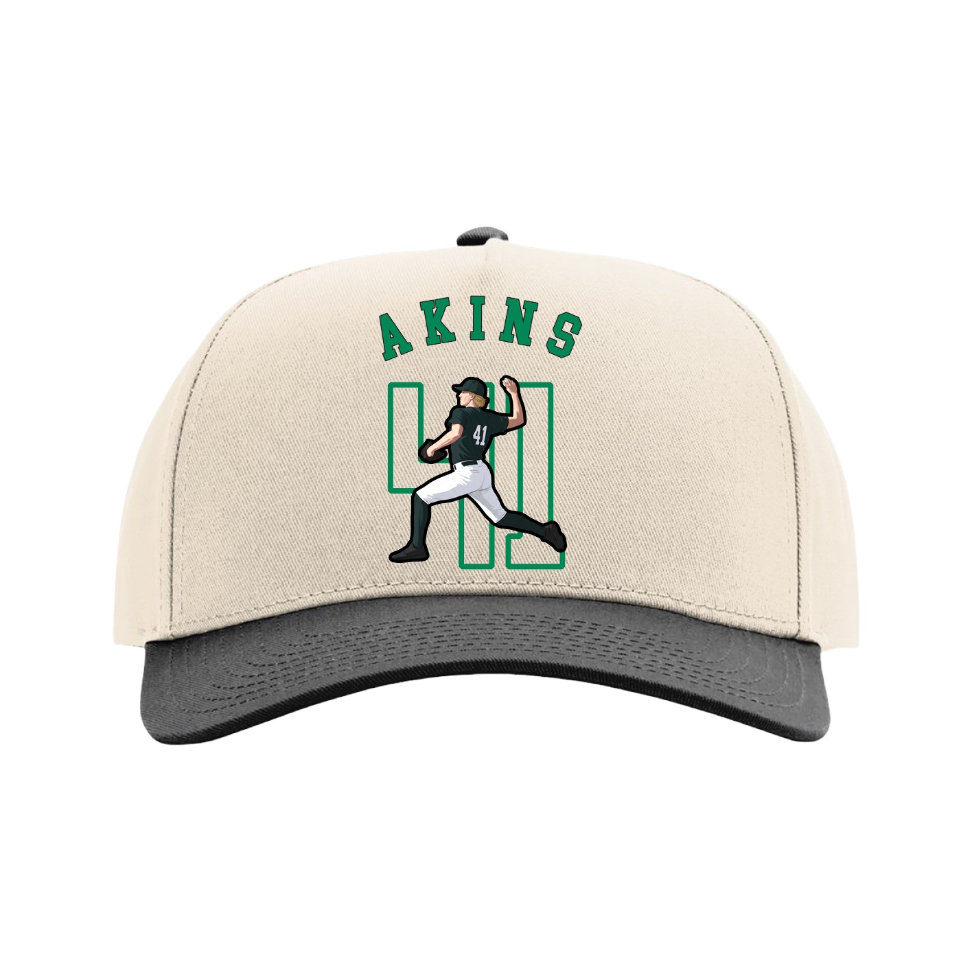 Full Fabric Five-Panel Champ Cap — Shirsey Arch in Cream/Black