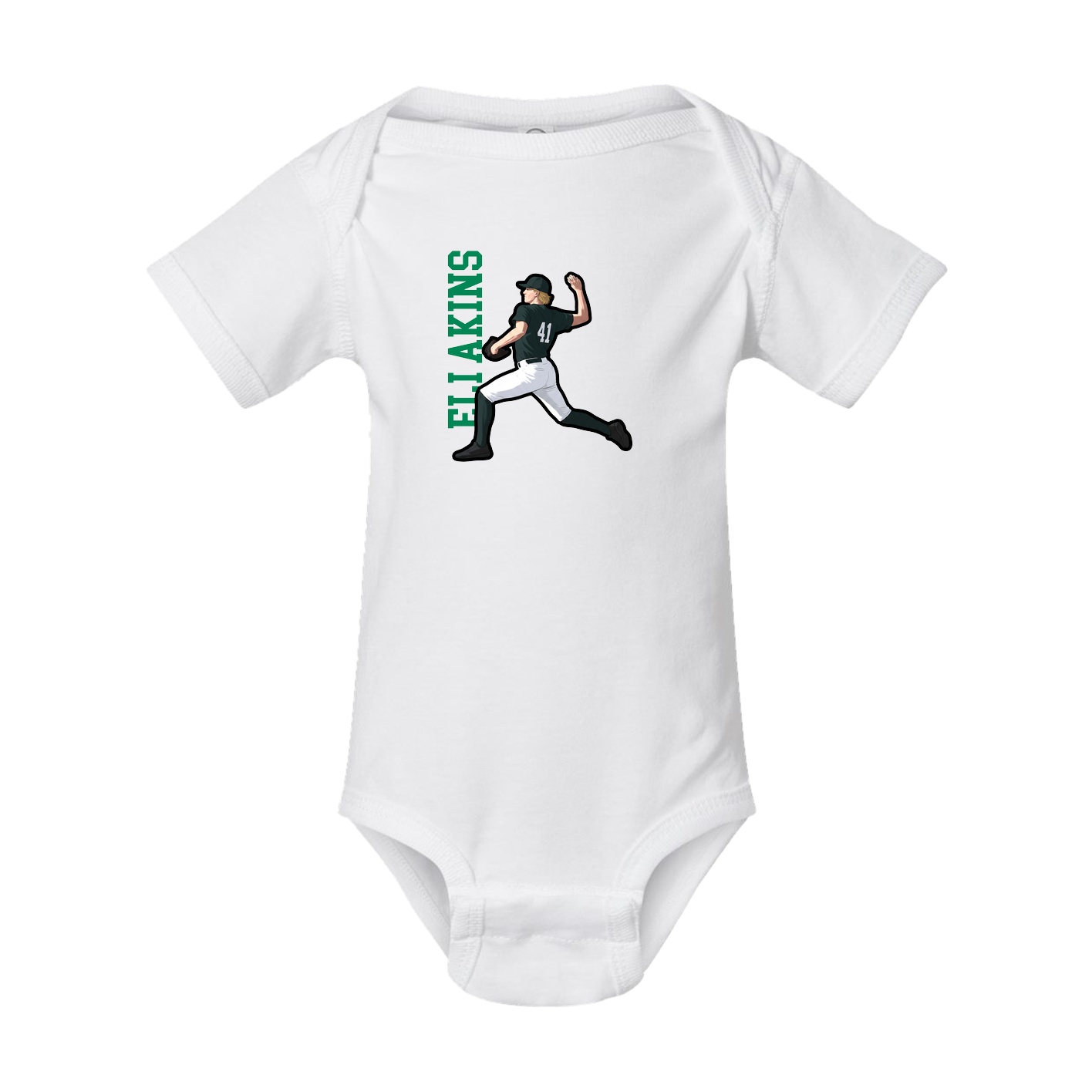Baby Onesie — Name Vertical in White