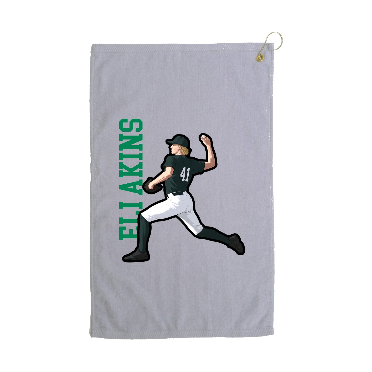 Golf Towel — Name Vertical in Grey