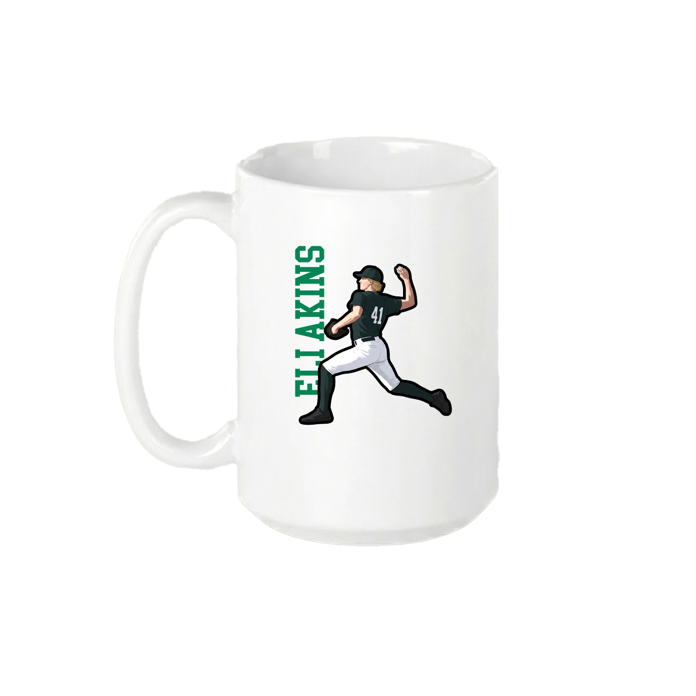 15oz Coffee Mug — Name Vertical in White