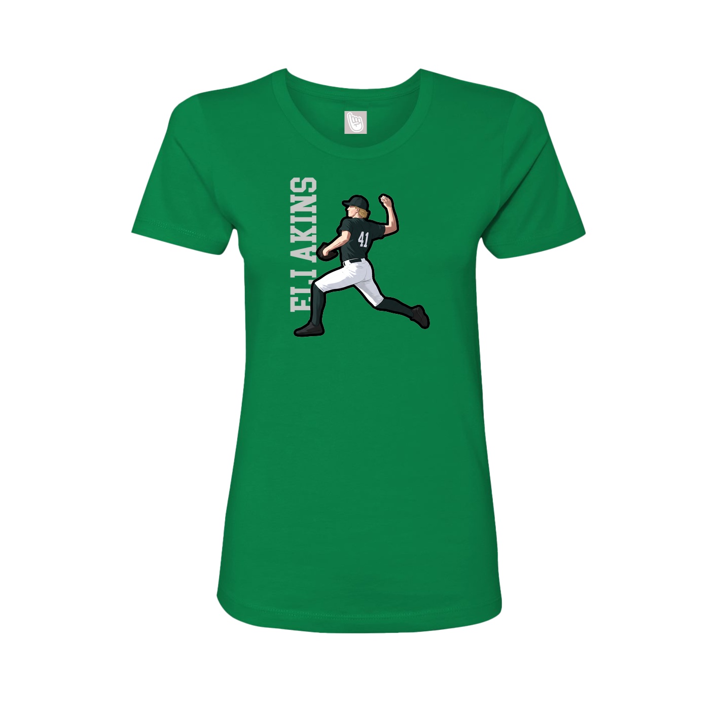 Womens Tee — Name Vertical in Green