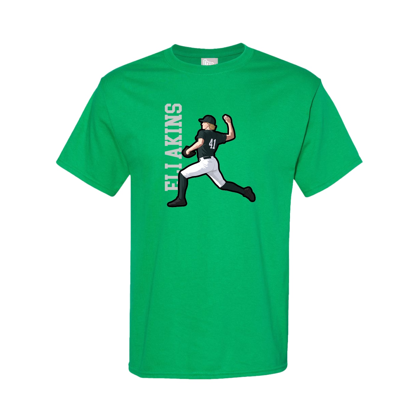 Youth Tee — Name Vertical in Green