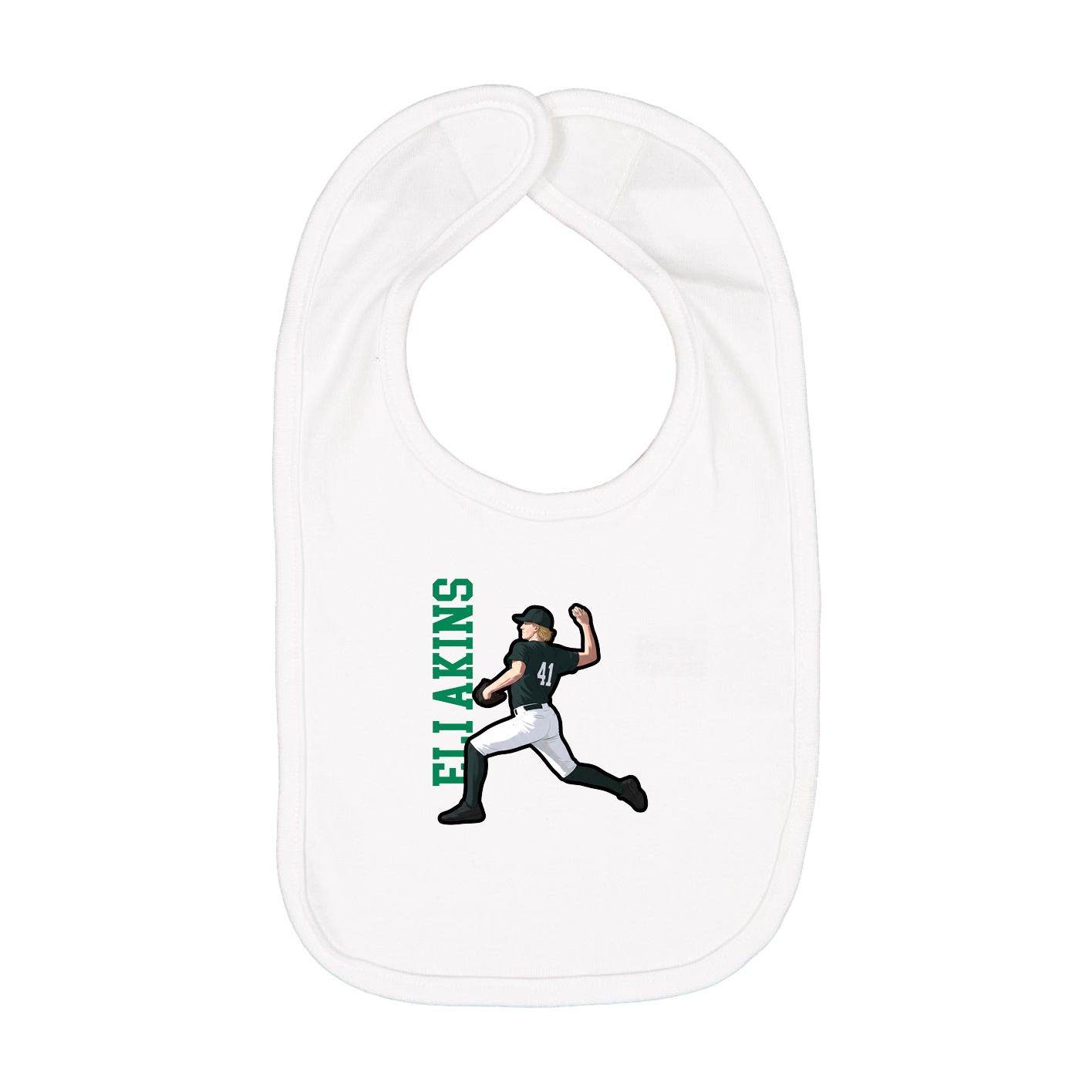 Infant Bib — Name Vertical in White