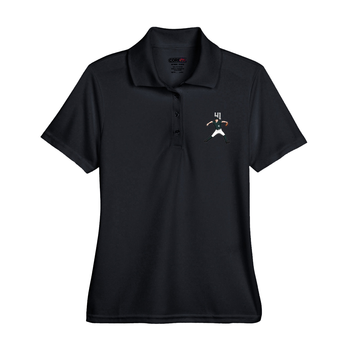 Womens Performance Polo — Number Top in Black