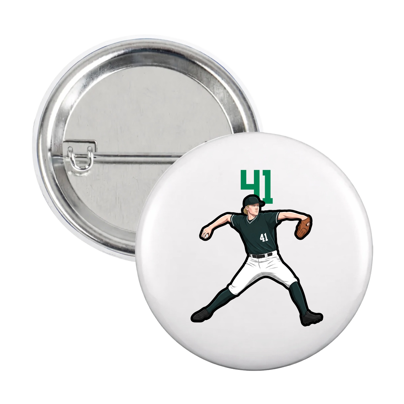 Game Day Button — Number Top in White