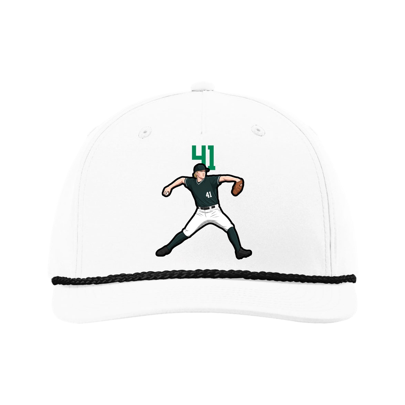 Five-Panel Classic Rope Cap — Number Top in White