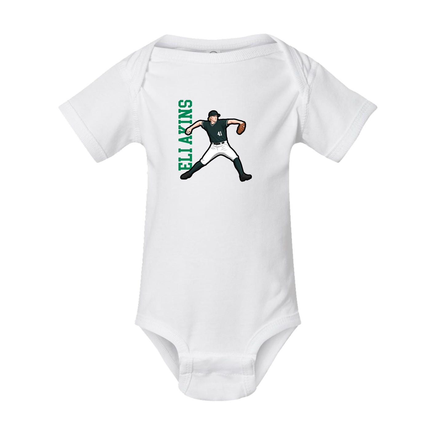 Baby Onesie — Name Vertical in White