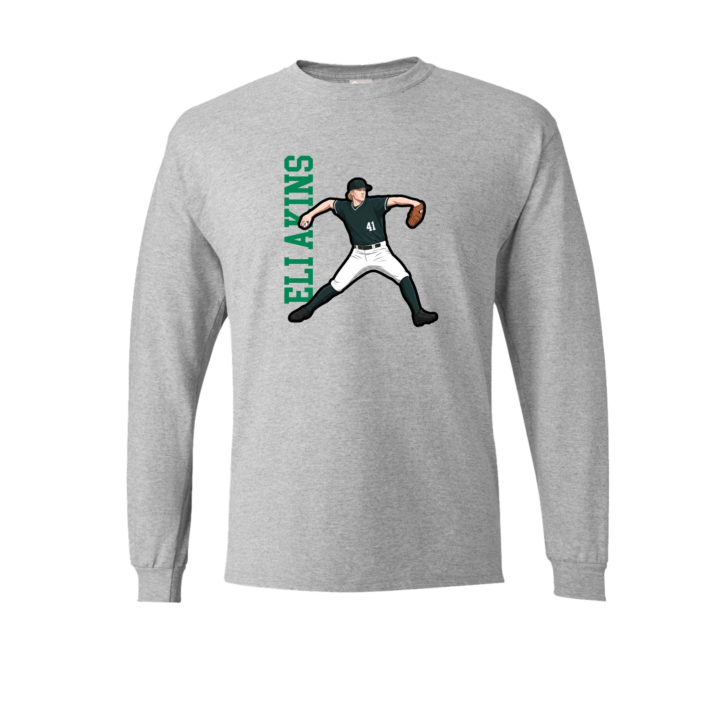 Long Sleeve Tee — Name Vertical in Grey