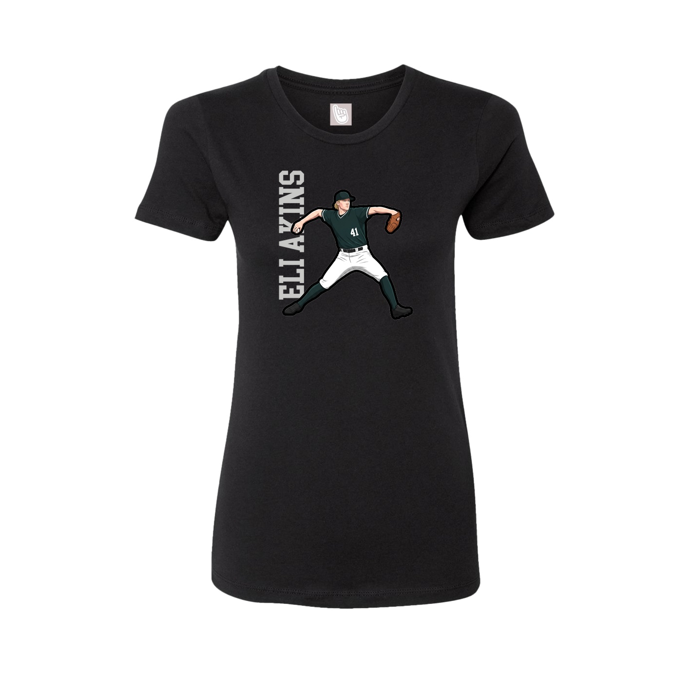 Womens Tee — Name Vertical in Black