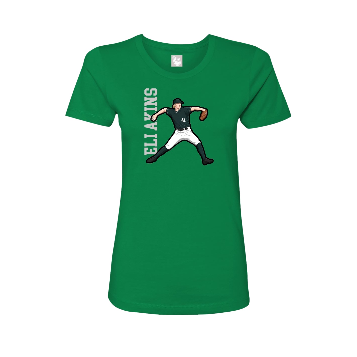 Womens Tee — Name Vertical in Green