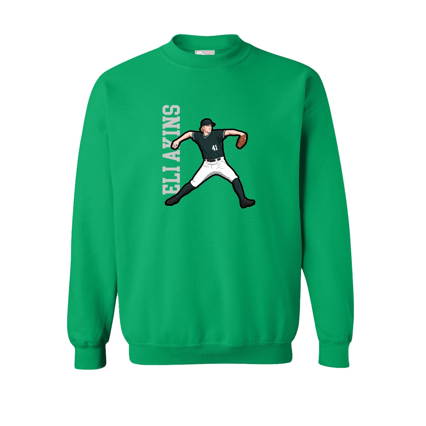Fleece Crew — Name Vertical in Green