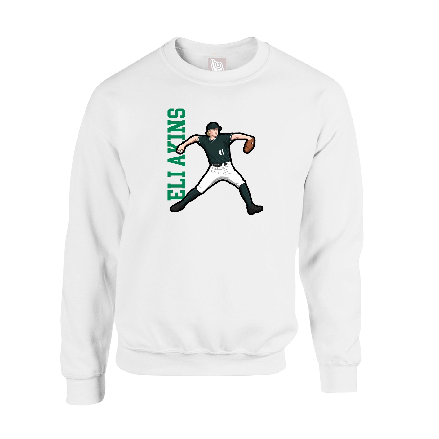 Fleece Crew — Name Vertical in White