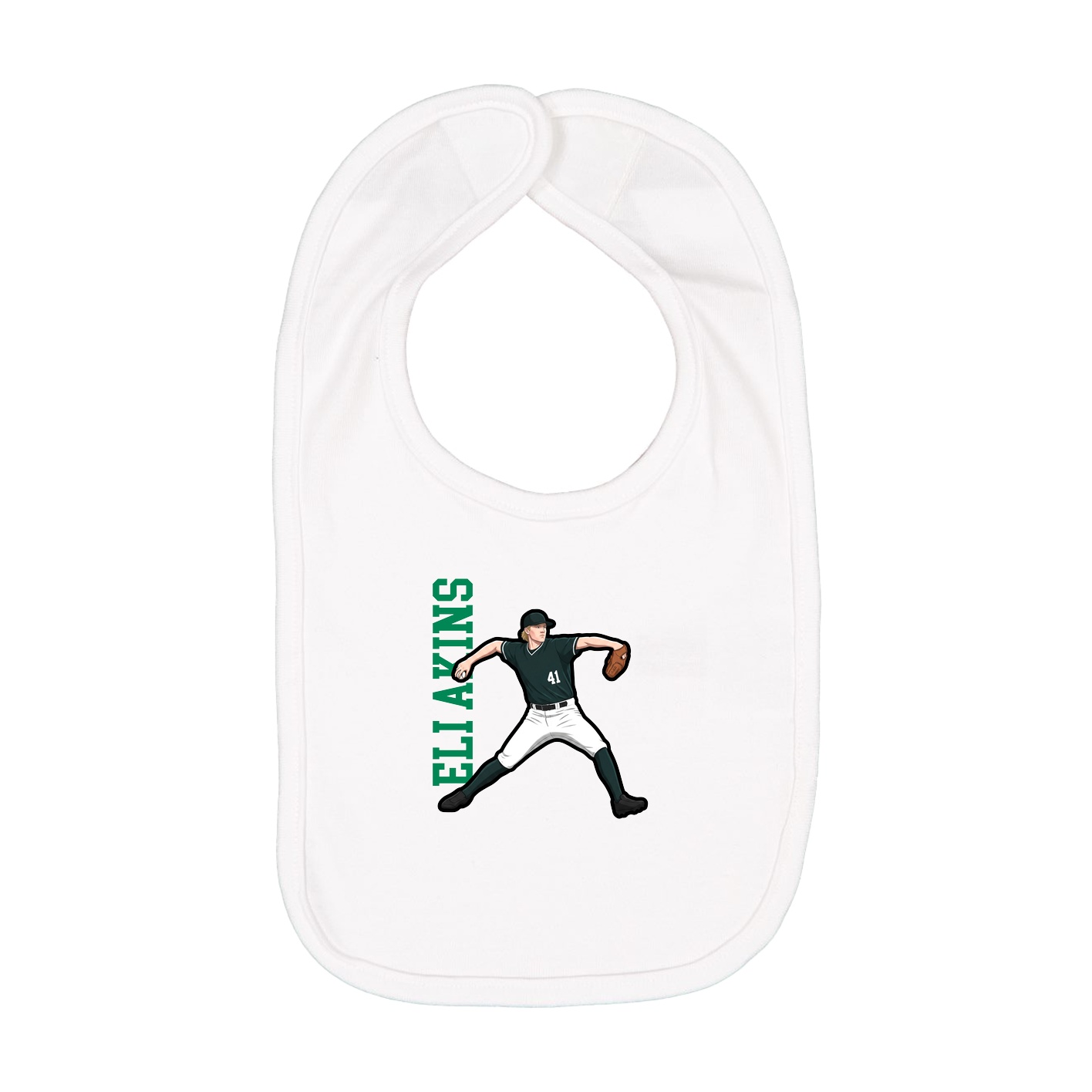 Infant Bib — Name Vertical in White