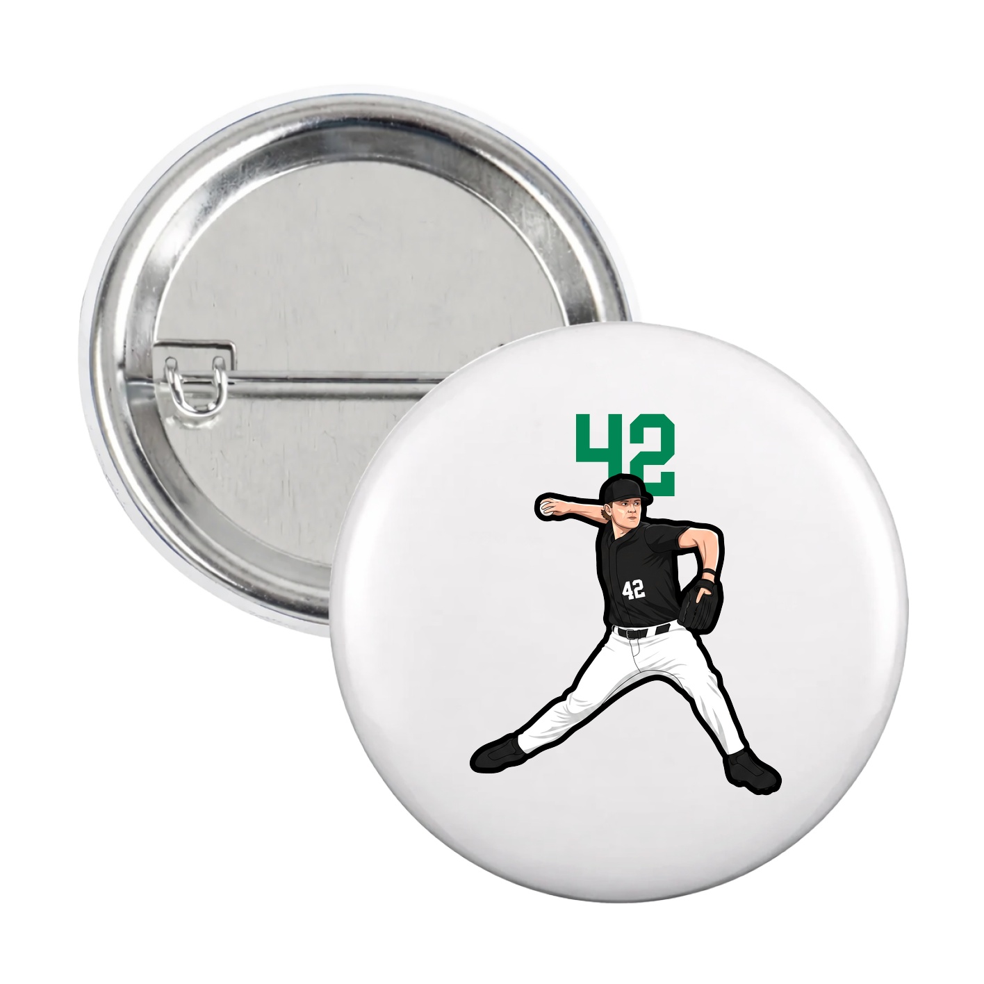 Game Day Button — Number Top in White