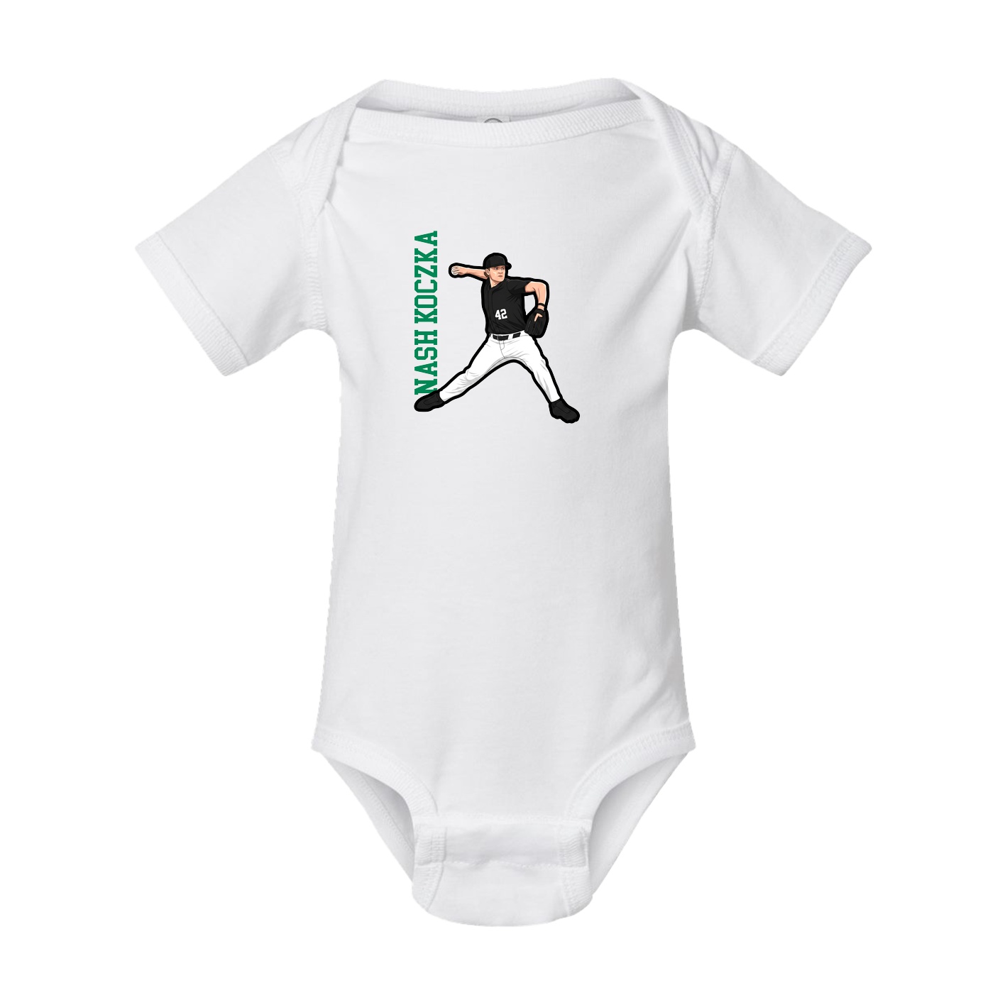 Baby Onesie — Name Vertical in White
