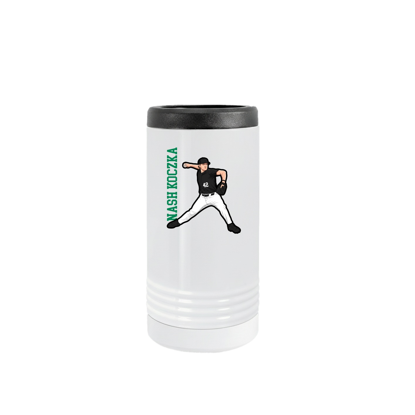 Slim Beverage Holder — Name Vertical in White