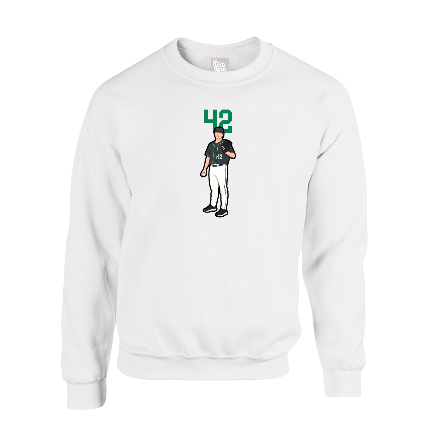 Fleece Crew — Number Top in White