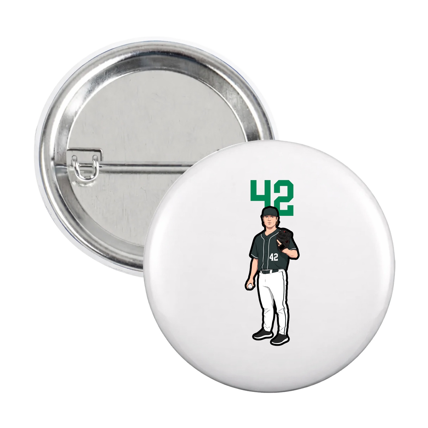 Game Day Button — Number Top in White