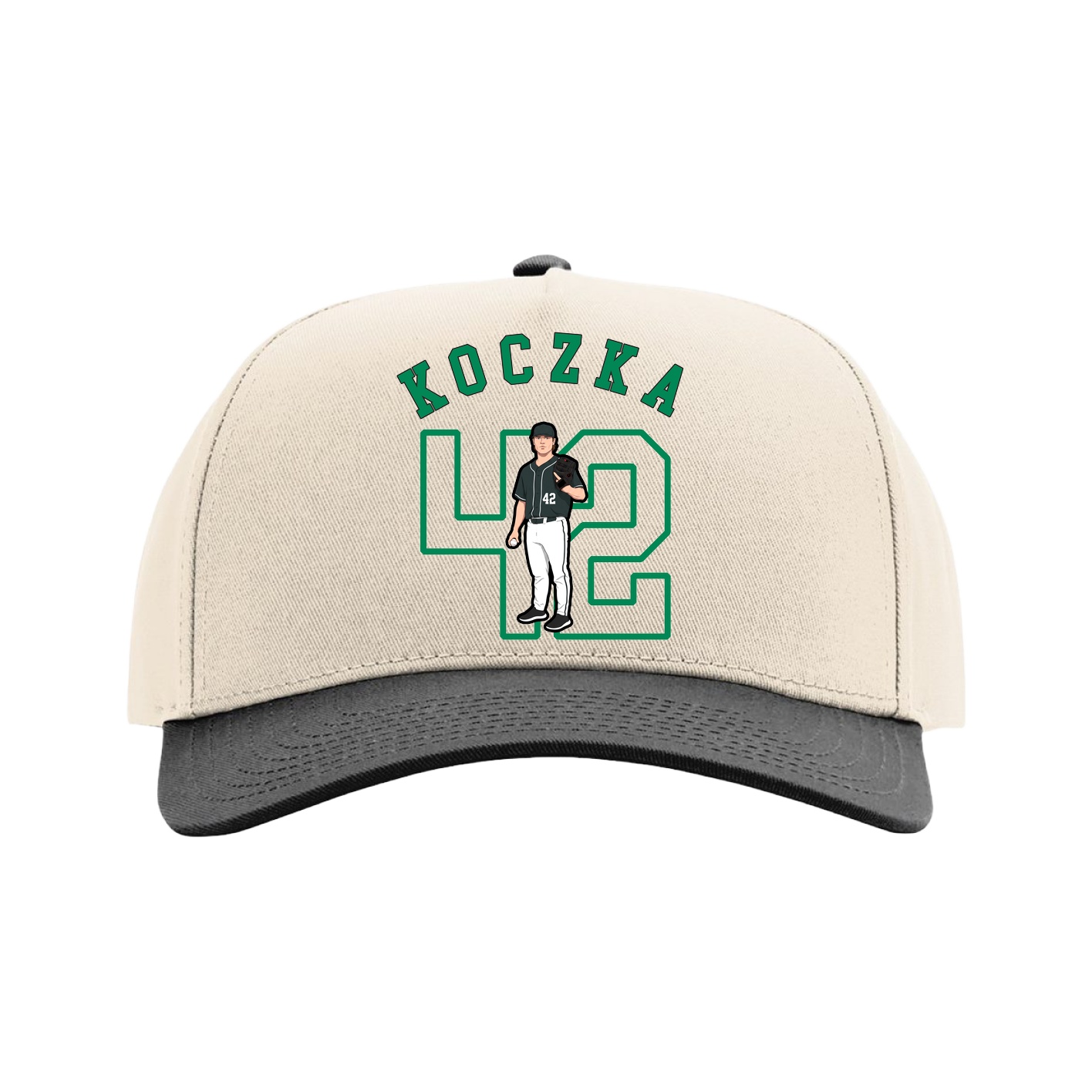 Full Fabric Five-Panel Champ Cap — Shirsey Arch in Cream/Black