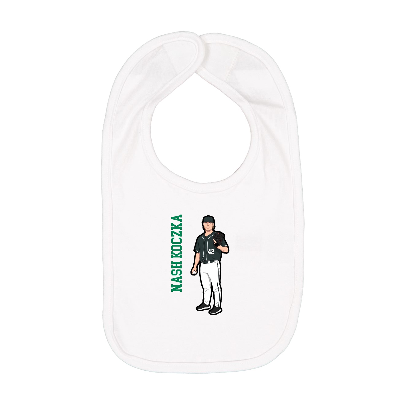 Infant Bib — Name Vertical in White
