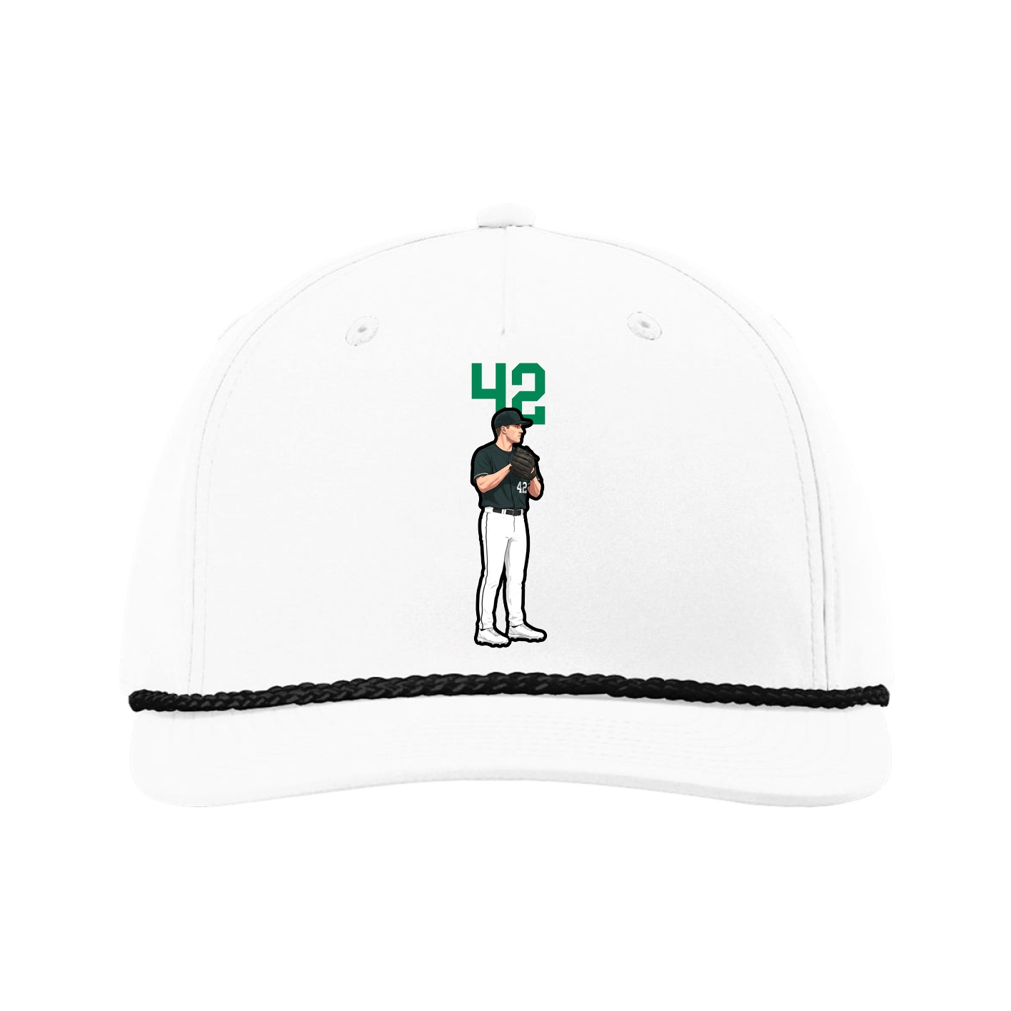 Five-Panel Classic Rope Cap — Number Top in White