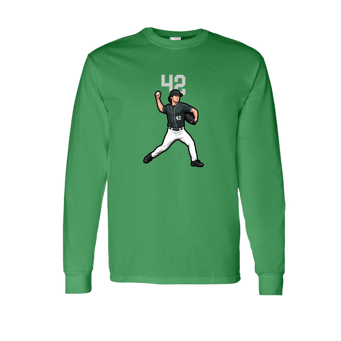 Long Sleeve Tee — Number Top in Green