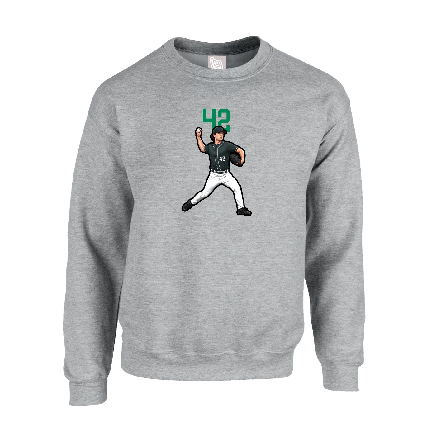 Fleece Crew — Number Top in Grey