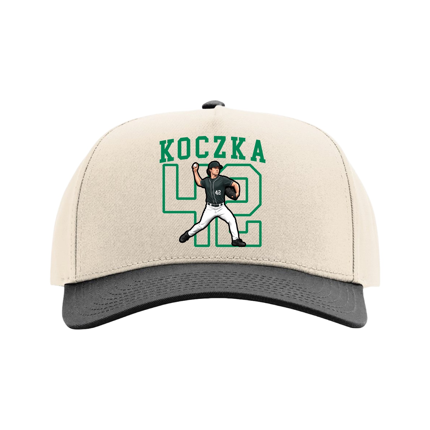 Full Fabric Five-Panel Champ Cap — Shirsey in Cream/Black