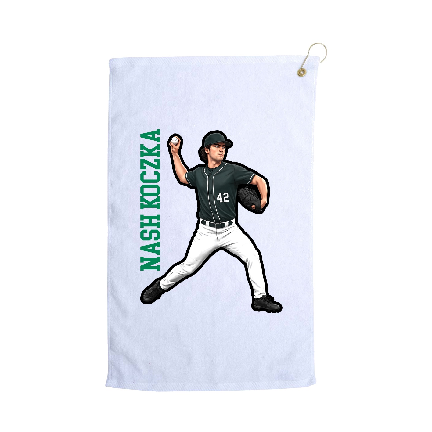 Golf Towel — Name Vertical in White