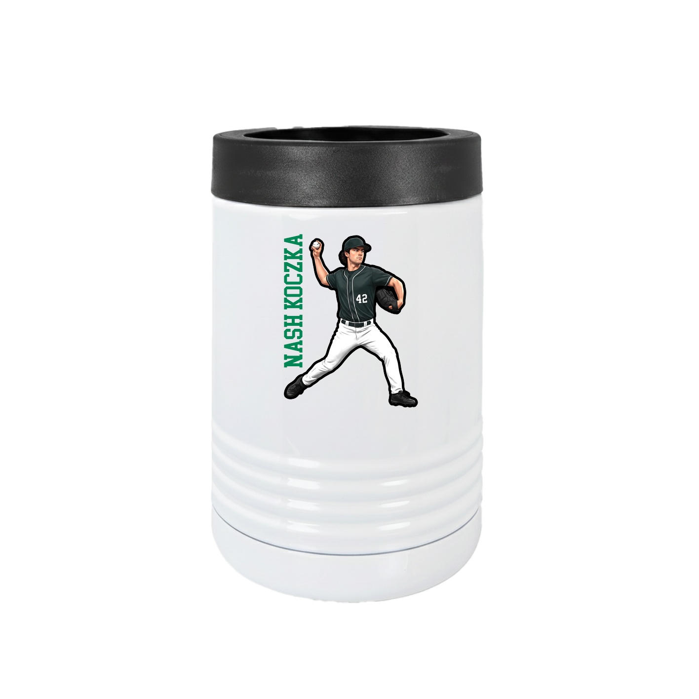 Beverage Holder — Name Vertical in White