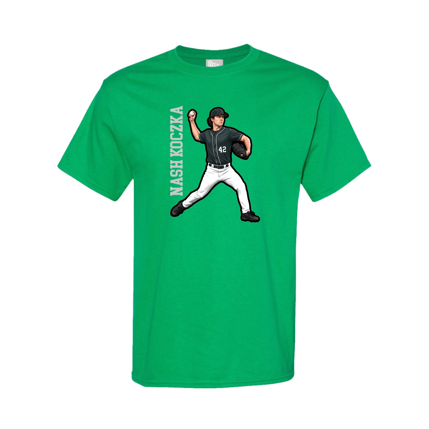 Tee — Name Vertical in Green